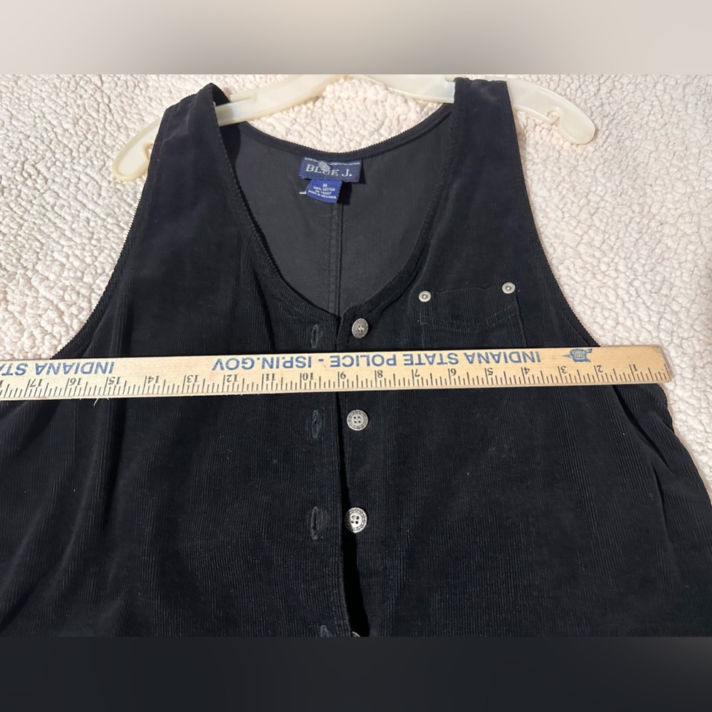 Vintage 90’s Y2K Blue J. Black Sleeveless Corduroy Jumper Dress silver buttons - Picture 3 of 7